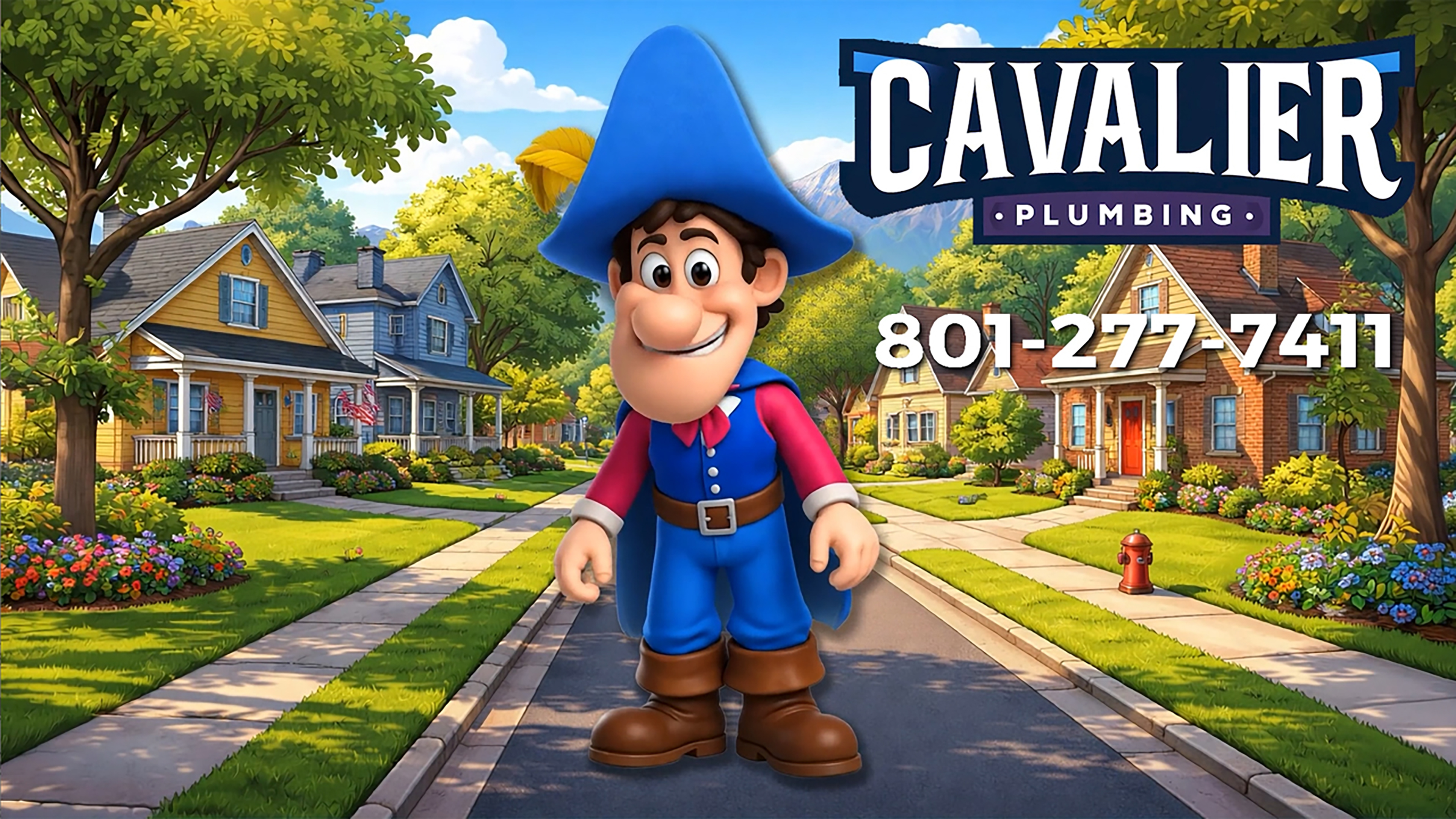 Cal the Cavalier - Cavalier Plumbing mascot Salt Lake City